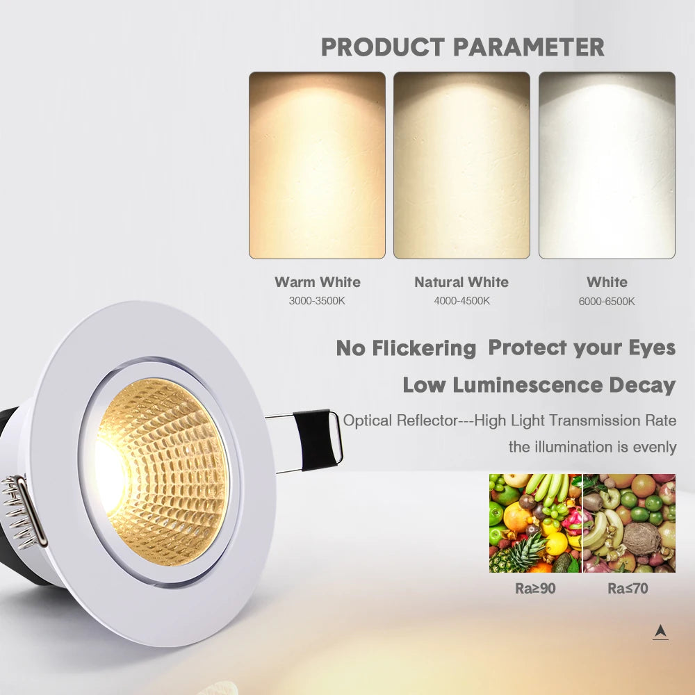 Spot Super lumineux encastré LED Dimmable Downlight COB - vue 5 sur 6