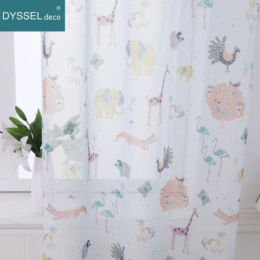 Rideau chambre enfant tulle animaux style européen - vue 4 sur 10