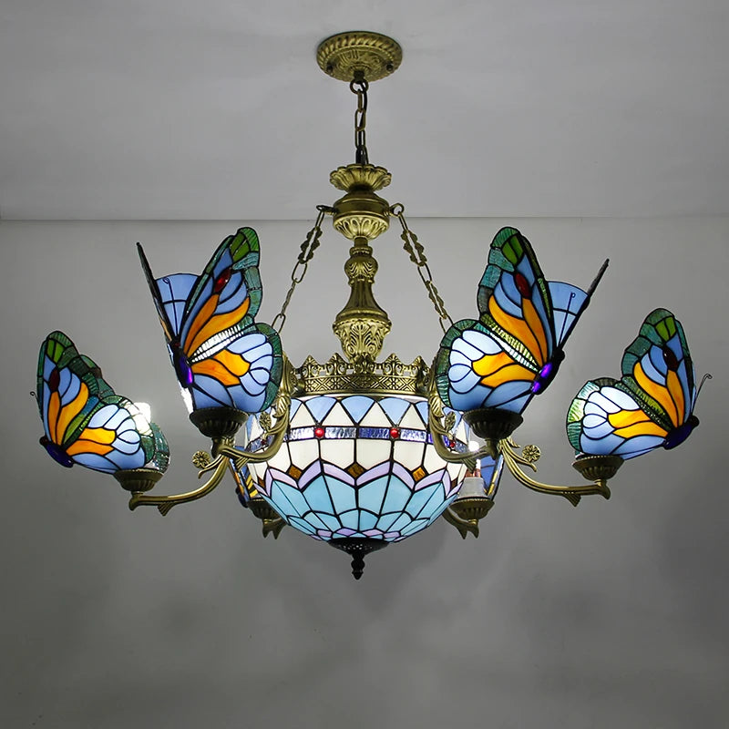 Lampe de luxe Style Tiffany en verre teinté - vue 6 sur 10