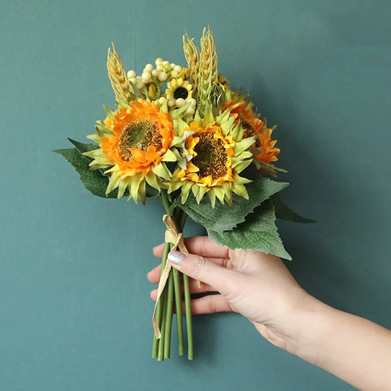 bouquet de tournesols artificiels pour mariage et décoration florale - vue 2 sur 7