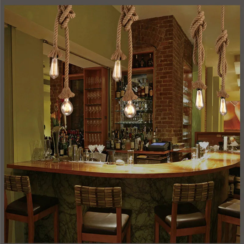 suspension en corde de chanvre style industriel pour café bar - vue 9 sur 8