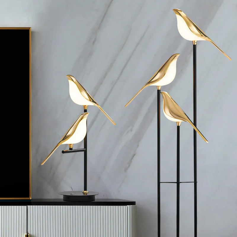 design lampe de table LED placage postmoderne or oiseau alliage acrylique lampe de bureau pour chambre étude salle salon lampadaire