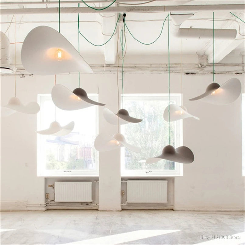 Postmoderne simplicité lampes suspendues salle à manger Art décor à la maison concepteur chapeau de paille lampe salon suspension luminaires E27 - vue 4 sur 5
