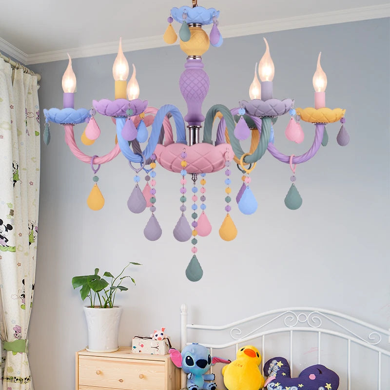 lustre arc-en-ciel pour enfants style macarone kawaii led - vue 3 sur 14