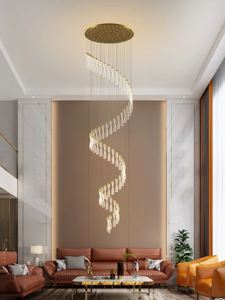 lampe longue moderne design spirale pour intérieur hôtel et hall - vue 5 sur 10
