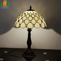 12 Inch European Crystal Bead Glass Table Lamp Tiffany Style Study Room Reading Bar Table Lighting Simple Retro Art Metal Base