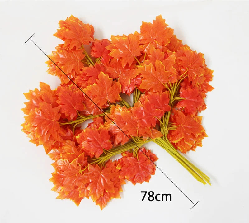 lot de 12 feuilles d'érable artificielles pour décoration d'automne - vue 10 sur 19