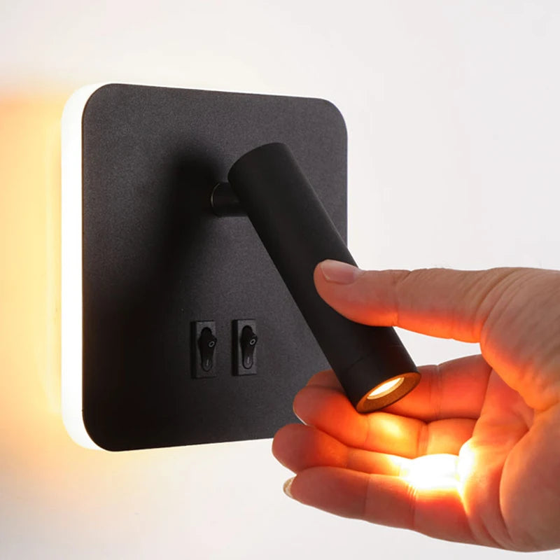 applique murale noir et blanc Led minimaliste lampe de chevet chambre hôtel avec interrupteur de projecteur Applique murale déco pour la maison - vue 4 sur 14
