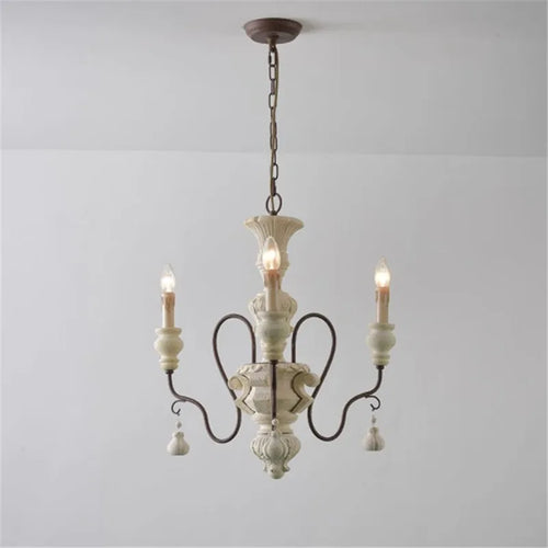 lustre suspendu en fer et bois vintage style industriel - vue 4 sur 11