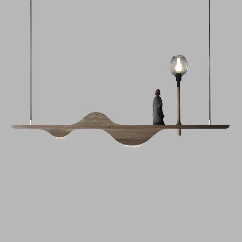 suspension en bois massif style moderne zen pour éclairage créatif - vue 2 sur 10