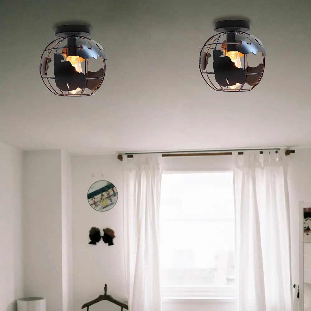 plafonnier abat-jour métallique loft cage ombre - vue 5 sur 8