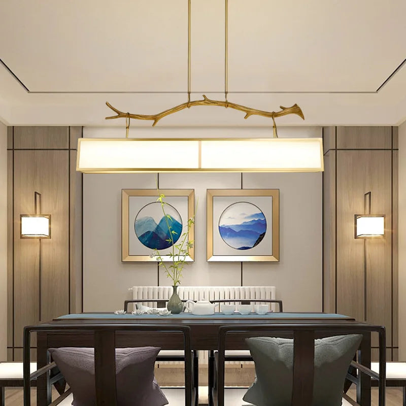 lustre moderne en cuivre design branche d'arbre décoratif intérieur - vue 6 sur 7