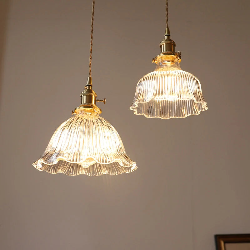 Suspension en verre vert foncé salle à manger chambre chevet Bar café suspension Luminaire rétro lampes suspendues en laiton pour plafond - vue 3 sur 14