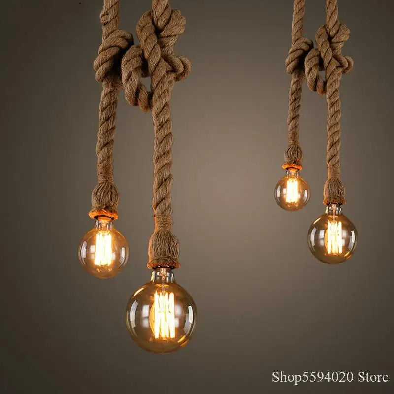 suspension vintage en corde de chanvre pour décoration intérieure