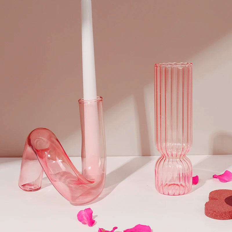 bougeoirs en verre rétro classiques pour décoration de mariage et intérieure - vue 7 sur 17