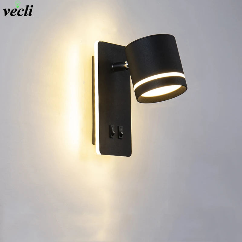 applique murale moderne rotative led avec interrupteur