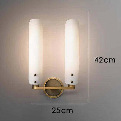 applique murale Art déco cuivre or blanc lumière LED pour chambre - vue 9 sur 10