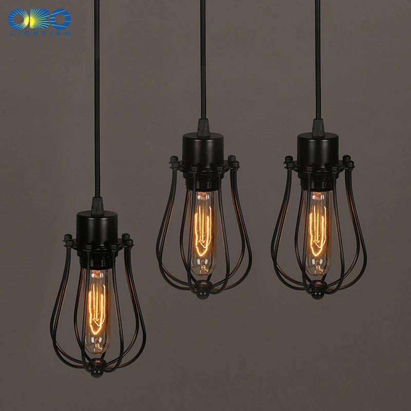 Suspension Vintage peintes en métal noir
