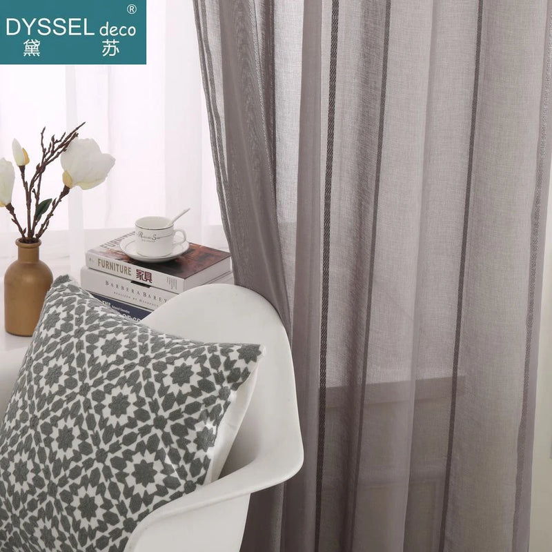 Rideau rayures style européen transparent salon chambre maison