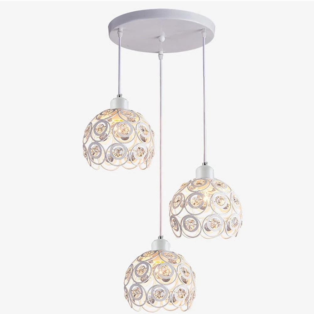 Modern Ceiling Light Chandelier Metal Crystal Shade E27, Pendant Lighting for Living Dining Room Bedroom Cafe Bar Black White - vue 3 sur 12