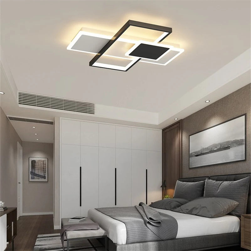 plafonnier à cadre carré moderne avec lumières led - vue 5 sur 12