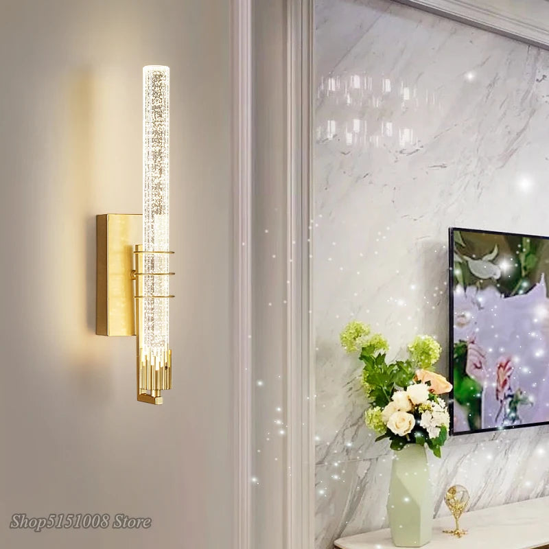 applique murale moderne en cristal avec bande led - vue 2 sur 14