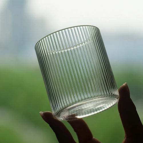 Ensemble 4 verres ondulés style relief verre transparent