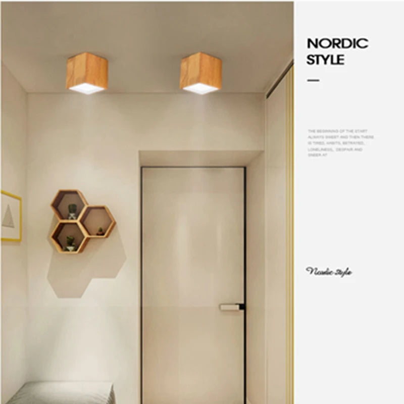 Spot Led rond en bois au design nordique