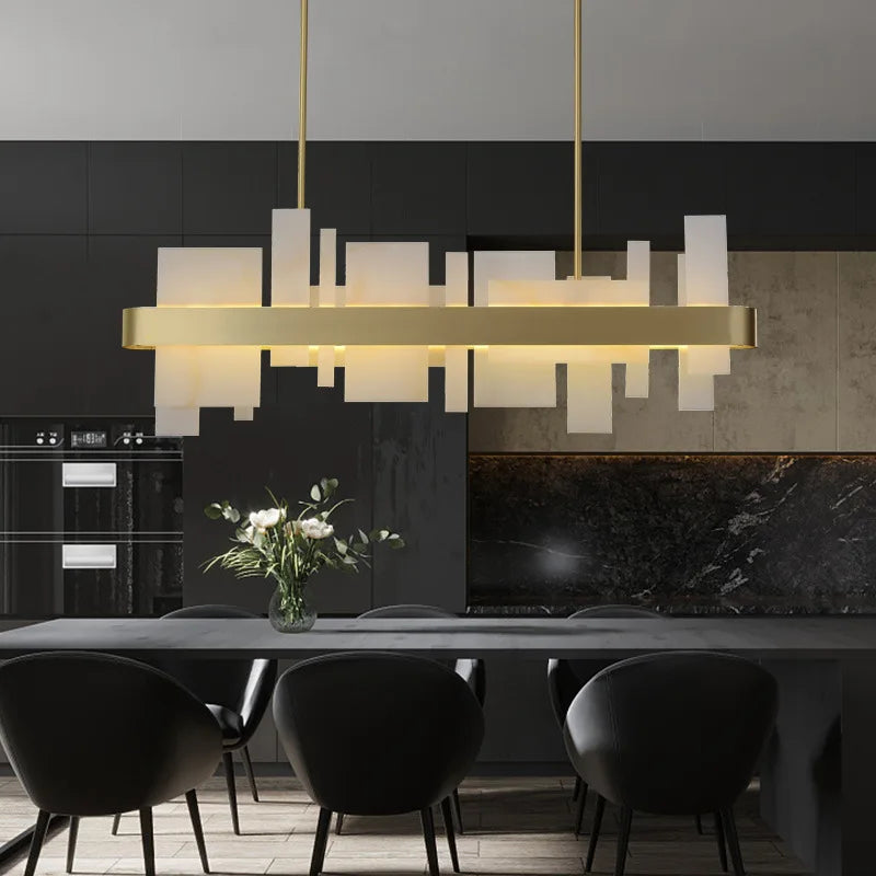 lustre de luxe en cuivre led créatif postmoderne nordique - vue 5 sur 7