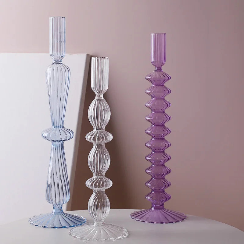 bougeoirs chandeliers décoration de mariage en cristal et verre - vue 4 sur 12