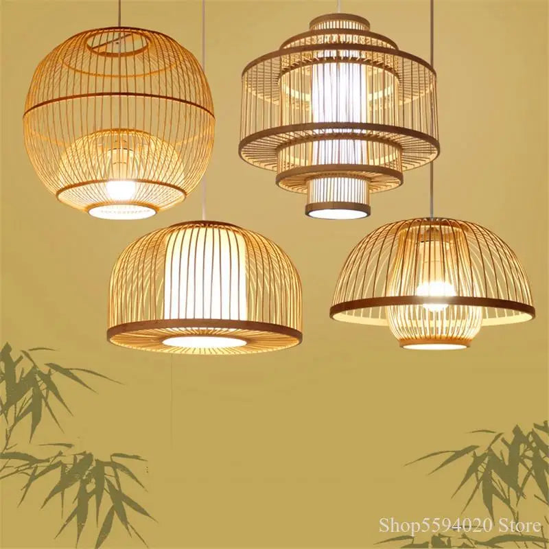 suspension en bois chinois design lumineux pour restaurant japonais - vue 5 sur 14