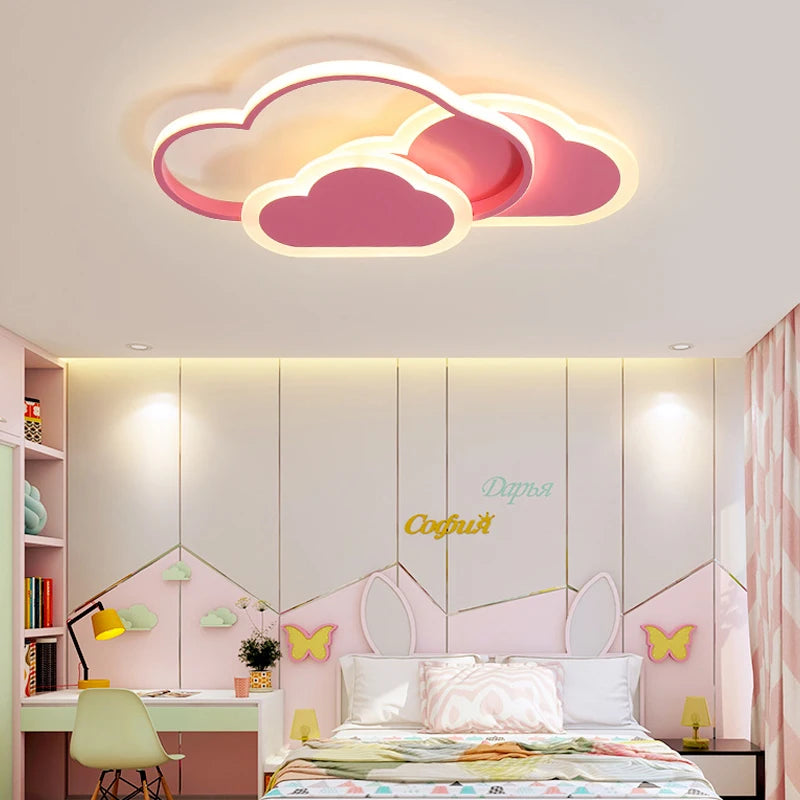 Plafond moderne à LEDs lampe créative nuage blanc chambre éclairage dessin animé chambre d'enfants enfant lire étude rose décoration lumière - vue 5 sur 8
