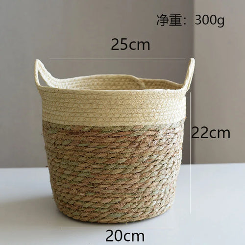 panier de rangement en paille pour décoration artisanale moderne - vue 9 sur 12