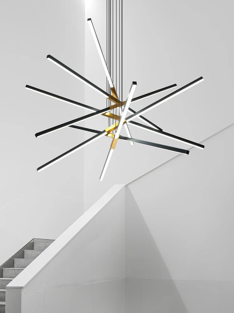 lustre moderne duplex grande hauteur led linéaire créative - vue 3 sur 9