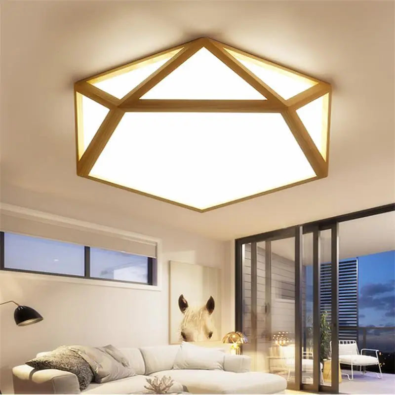 plafonnier led simple en rondins art nordique géométrique creux - vue 5 sur 10