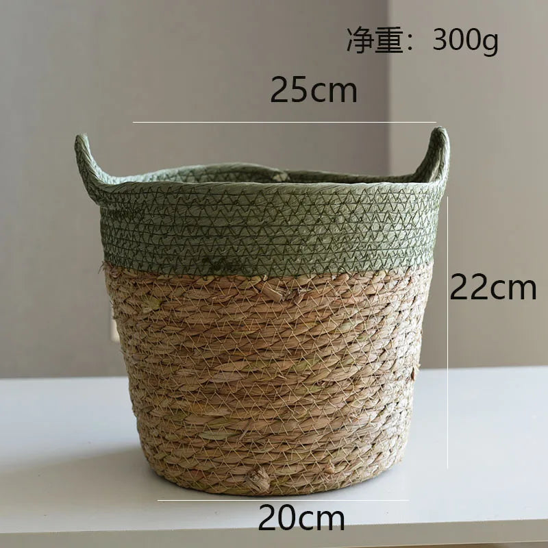 panier de rangement en paille pour décoration artisanale moderne - vue 10 sur 12
