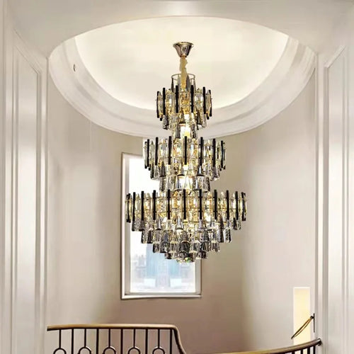 lustre en cristal de luxe pour escalier et hall d'hôtel - vue 2 sur 11