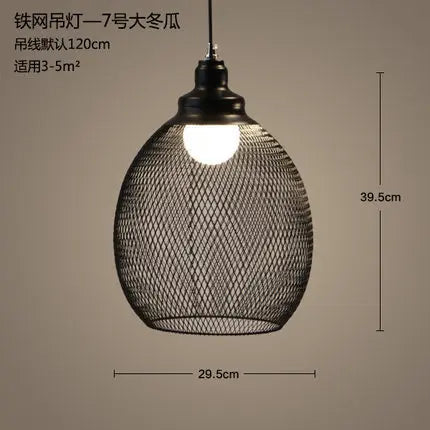 lustre cage à oiseaux style loft rétro en fer créatif minimaliste - vue 13 sur 18