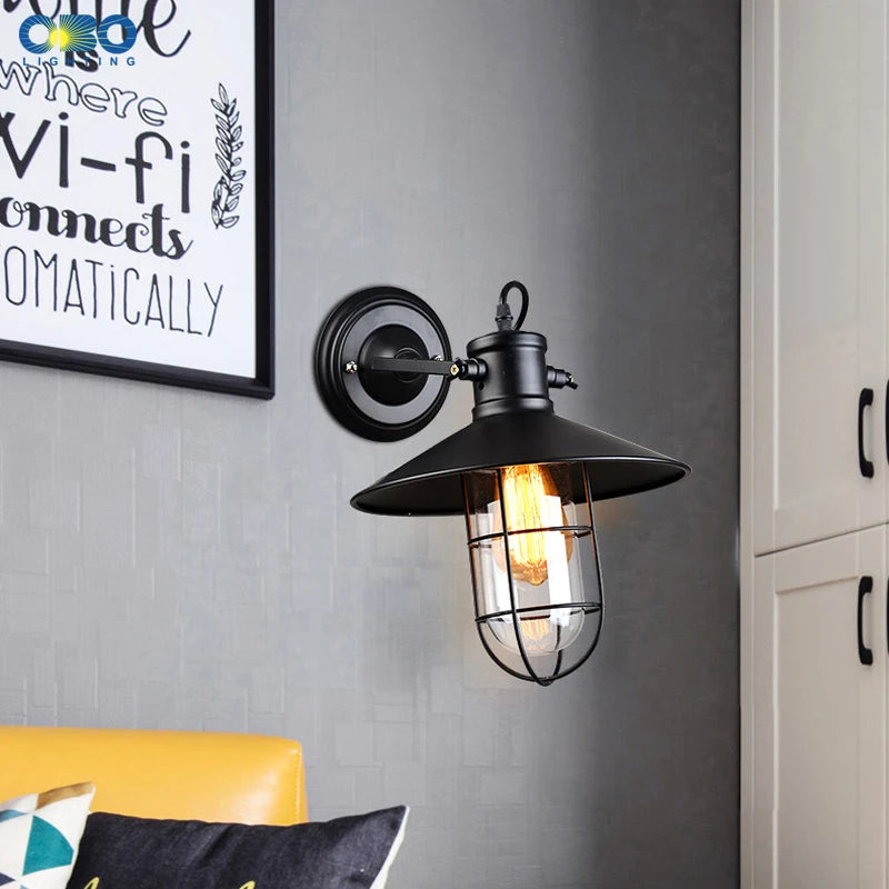 Applique murale Vintage avec Cage en fer - vue 7 sur 9