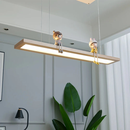 suspension led modernes créatives minimaliste en bois - vue 4 sur 10