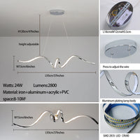 Suspension moderne LED lumière chromé design spirale