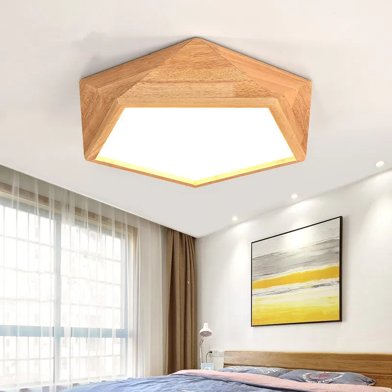 plafonnier led simple en rondins art nordique géométrique creux - vue 4 sur 10