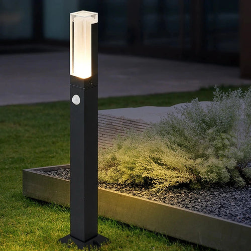 Capteur de mouvement 10W LED lampe à gazon extérieur étanche IP65 aluminium acrylique abat-jour cour villa paysage chemin pelouse lumières - vue 3 sur 9