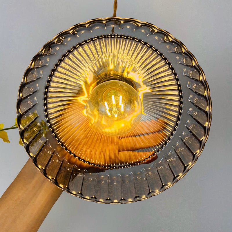 Suspension avec abat-jour en verre rétro Casbelle