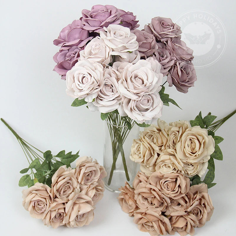 bouquet de roses vintage en soie pour décoration festive