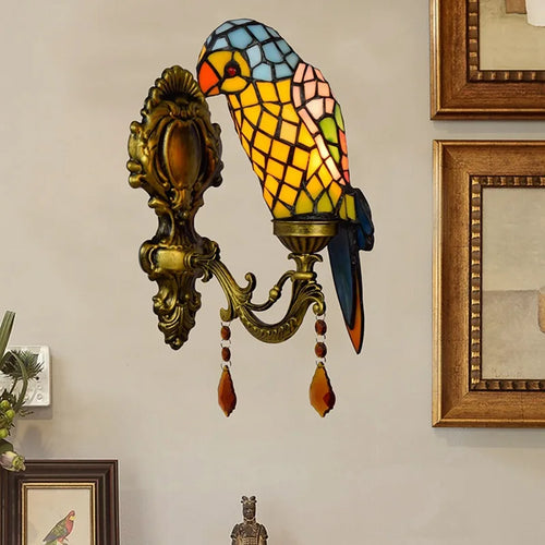 applique murale design en verre coloré motif perroquet - vue 6 sur 20