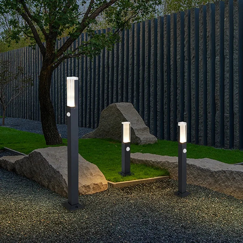 Capteur de mouvement 10W LED lampe à gazon extérieur étanche IP65 aluminium acrylique abat-jour cour villa paysage chemin pelouse lumières