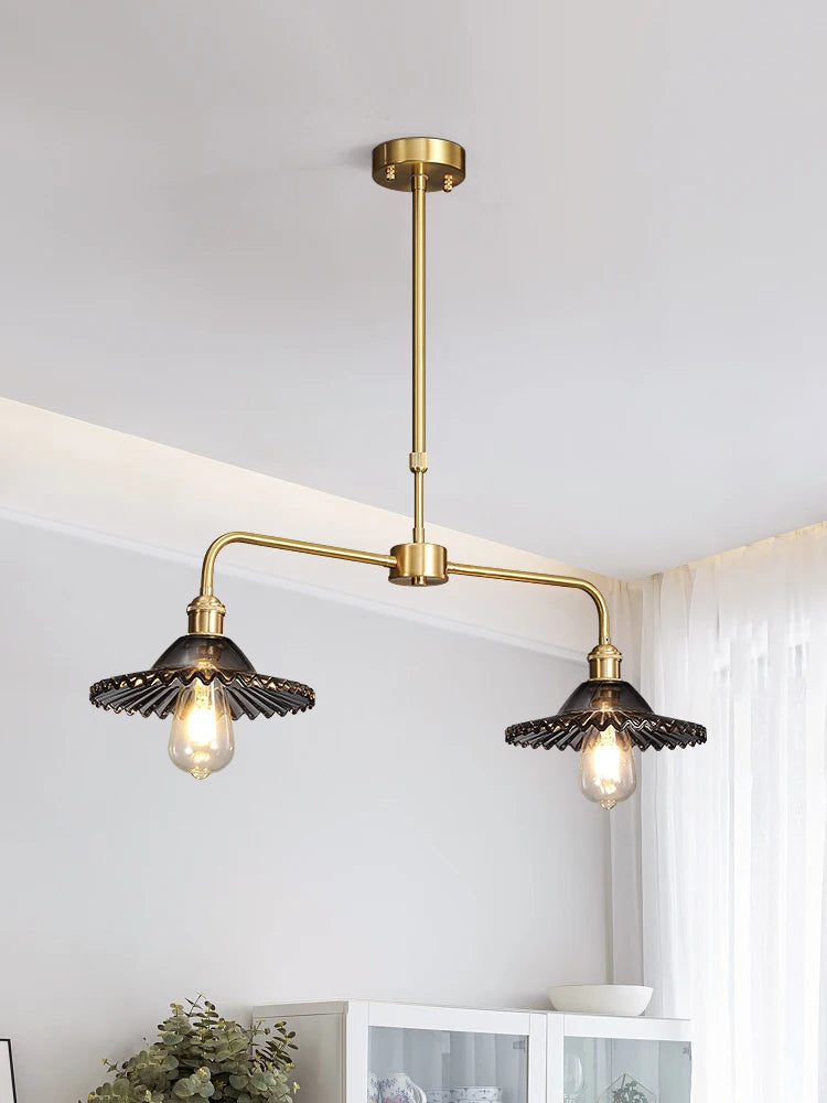 All copper dining room, simple table lamp, modern retro, nostalgic, Nordic porch, coffee shop, American style country Chandelier - vue 2 sur 8