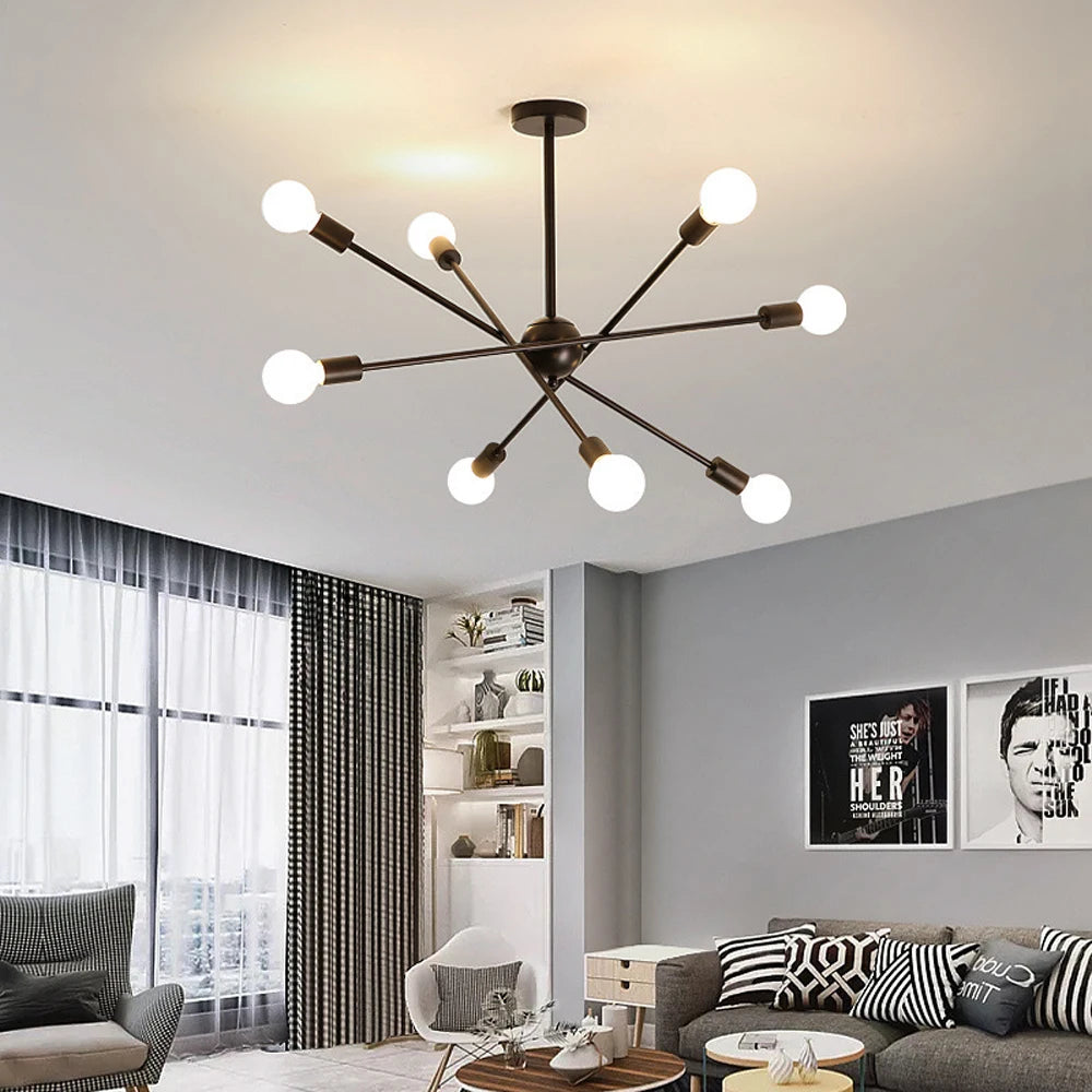 lustre moderne à leds style industriel spoutnik créatif éclairage maison - vue 3 sur 16