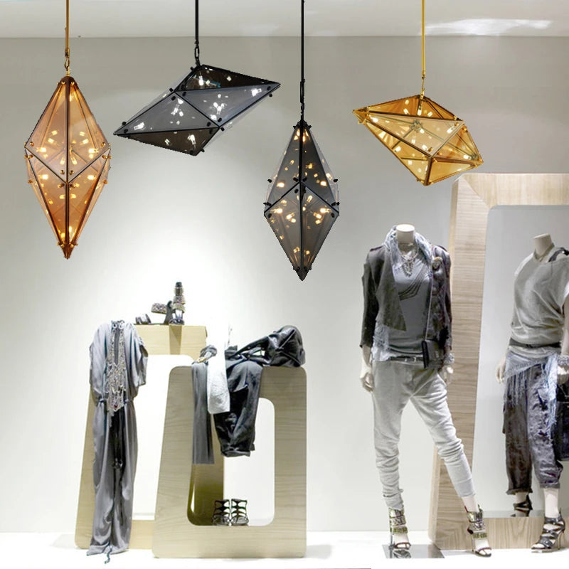 suspension en verre diamant design nordique luxe moderne pour intérieur - vue 11 sur 10